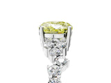 White gold Fancy Yellow Oval Cut Diamond Scattered Round Accent Ring with Prong Setting_17