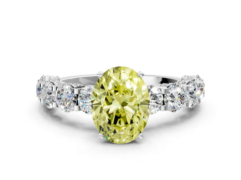White gold Fancy Yellow Oval Cut Diamond Side Stone Engagement Ring with Four-Prong Setting_40