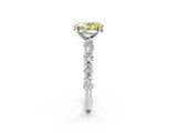 White gold Fancy Yellow Oval Cut Diamond Side Stone Solitaire Ring with Round  and Four-Prong Setting_117