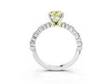 White gold Fancy Yellow Oval Cut Diamond Side Stone Solitaire Ring with Round  and Four-Prong Setting_119