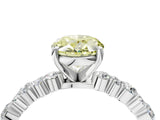 White gold Fancy Yellow Oval Cut Diamond Side Stone Solitaire Ring with Round  and Four-Prong Setting_119