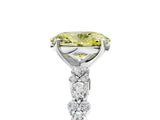 White gold Fancy Yellow Oval Cut Diamond Side Stone Solitaire Ring with Round  and Four-Prong Setting_120
