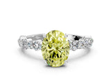 White gold Fancy Yellow Oval Cut Diamond Side Stone Solitaire Ring with Round  and Four-Prong Setting_24