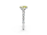 White gold Fancy Yellow Oval Cut Diamond Side Stone Solitaire Ring with Round  and Four-Prong Setting_26