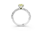 White gold Fancy Yellow Oval Cut Diamond Side Stone Solitaire Ring with Round  and Four-Prong Setting_27