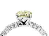 White gold Fancy Yellow Oval Cut Diamond Side Stone Solitaire Ring with Round  and Four-Prong Setting_28