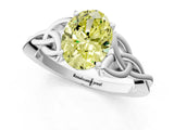 White gold Fancy Yellow Oval Cut Diamond Solitaire Celtic Knot Ring with Four-Prong Setting_82