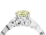 White gold Fancy Yellow Oval Cut Diamond Solitaire Celtic Knot Ring with Four-Prong Setting_85