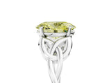 White gold Fancy Yellow Oval Cut Diamond Solitaire Celtic Knot Ring with Four-Prong Setting_86