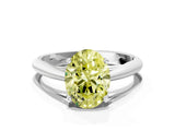 White gold Fancy Yellow Oval Cut Diamond Solitaire Engagement Ring with Cathedral Setting and Four-Prong Mount_12