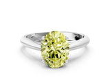 White gold Fancy Yellow Oval Cut Diamond Solitaire Engagement Ring with Cathedral Setting and Four-Prong Mount_14