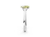 White gold Fancy Yellow Oval Cut Diamond Solitaire Engagement Ring with Cathedral Setting and Four-Prong Mount_16