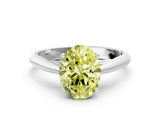 White gold Fancy Yellow Oval Cut Diamond Solitaire Engagement Ring with Cathedral Setting and Four-Prong Mount_44