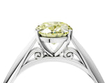 White gold Fancy Yellow Oval Cut Diamond Solitaire Engagement Ring with Cathedral Setting and Four-Prong Mount_48