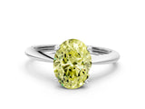 White gold Fancy Yellow Oval Cut Diamond Solitaire Engagement Ring with Classic Band and Four-Prong Setting_12
