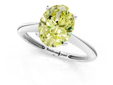White gold Fancy Yellow Oval Cut Diamond Solitaire Engagement Ring with Classic Band and Four-Prong Setting_13