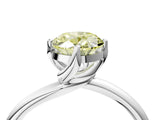 White gold Fancy Yellow Oval Cut Diamond Solitaire Engagement Ring with Four-Prong Setting and Classic Band_23