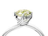 White gold Fancy Yellow Oval Cut Diamond Solitaire Engagement Ring with Four-Prong Setting and Classic Band_48