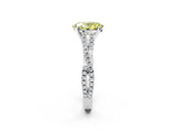 White gold Fancy Yellow Oval Cut Diamond Solitaire Engagement Ring with Twisted Pavé Band and Four-Prong Setting_94