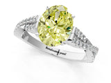 White gold Fancy Yellow Oval Cut Diamond Solitaire Engagement Ring with Twisted Pavé Band and Four-Prong Setting_94