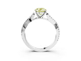 White gold Fancy Yellow Oval Cut Diamond Solitaire Engagement Ring with Twisted Pavé Band and Four-Prong Setting_95
