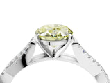 White gold Fancy Yellow Oval Cut Diamond Solitaire Engagement Ring with Twisted Pavé Band and Four-Prong Setting_96