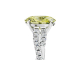 White gold Fancy Yellow Oval Cut Diamond Solitaire Engagement Ring with Twisted Pavé Band and Four-Prong Setting_98