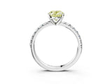 White gold Fancy Yellow Oval Cut Diamond Solitaire Pavé Engagement Ring with Round Band and Prong Setting_47