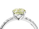 White gold Fancy Yellow Oval Cut Diamond Solitaire Pavé Engagement Ring with Round Band and Prong Setting_48