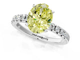 White gold Fancy Yellow Oval Cut Diamond Solitaire Pavé Engagement Ring with Round Band and Prong Setting_75