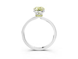 White gold Fancy Yellow Oval Cut Diamond Solitaire Ring with Classic Band and Four-Prong Setting_3