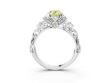 White gold Fancy Yellow Oval Cut Diamond Solitaire Ring with Filigree Band and Four-Prong Setting_75