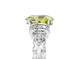 White gold Fancy Yellow Oval Cut Diamond Solitaire Ring with Filigree Band and Four-Prong Setting_86
