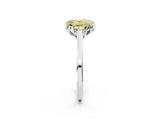 White gold Fancy Yellow Oval Cut Diamond Solitaire Ring with Flower Prong Setting and Classic Band_100
