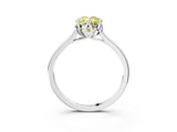 White gold Fancy Yellow Oval Cut Diamond Solitaire Ring with Flower Prong Setting and Classic Band_101