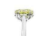 White gold Fancy Yellow Oval Cut Diamond Solitaire Ring with Flower Prong Setting and Classic Band_103