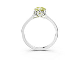 White gold Fancy Yellow Oval Cut Diamond Solitaire Ring with Flower Prong Setting and Classic Band_17
