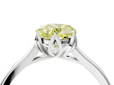 White gold Fancy Yellow Oval Cut Diamond Solitaire Ring with Flower Prong Setting and Classic Band_18