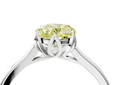 White gold Fancy Yellow Oval Cut Diamond Solitaire Ring with Flower Prong Setting and Classic Band_78
