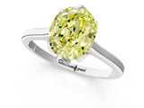 White gold Fancy Yellow Oval Cut Diamond Solitaire Ring with Flower Prong Setting and Classic Band_87