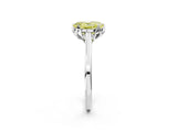 White gold Fancy Yellow Oval Cut Diamond Solitaire Ring with Flower Prong Setting and Classic Band_88