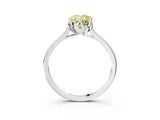 White gold Fancy Yellow Oval Cut Diamond Solitaire Ring with Flower Prong Setting and Classic Band_89