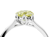 White gold Fancy Yellow Oval Cut Diamond Solitaire Ring with Flower Prong Setting and Classic Band_90
