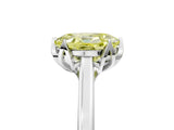 White gold Fancy Yellow Oval Cut Diamond Solitaire Ring with Flower Prong Setting and Classic Band_91