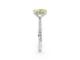 White gold Fancy Yellow Oval Cut Diamond Solitaire Ring with Four-Prong Setting and Pavé Band_41
