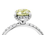 White gold Fancy Yellow Oval Cut Diamond Solitaire Ring with Four-Prong Setting and Pavé Band_43