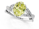 White gold Fancy Yellow Oval Cut Diamond Solitaire Ring with Four-Prong Setting and Twisted Pavé Band_66
