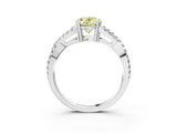 White gold Fancy Yellow Oval Cut Diamond Solitaire Ring with Four-Prong Setting and Twisted Pavé Band_68