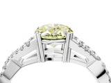 White gold Fancy Yellow Oval Cut Diamond Solitaire Ring with Four-Prong Setting and Twisted Pavé Band_69