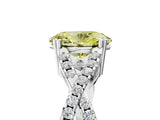 White gold Fancy Yellow Oval Cut Diamond Solitaire Ring with Four-Prong Setting and Twisted Pavé Band_78